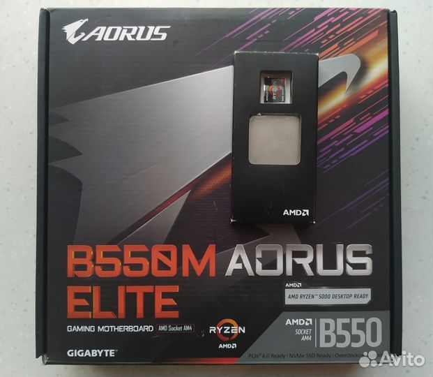 Комплект AM4 gigabyte B550M aorus elite + R5 3600