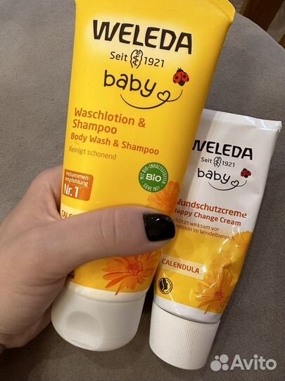 Детский Гель для душа (шампунь) +крем Weleda