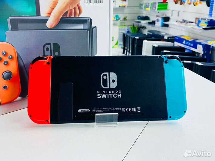 Прошитый Nintendo Switch V1 Neon + 128gb SD Card
