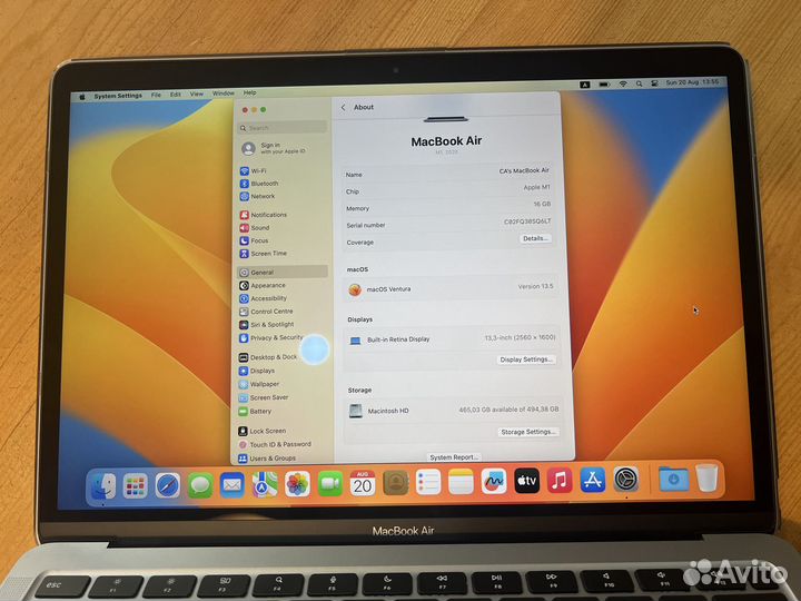 Macbook air 13 2020 m1 16gb 512 ssd