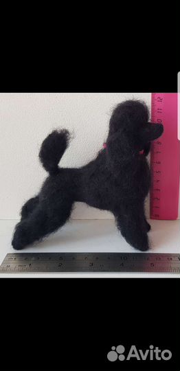 Пудель чёрный. Валяная фигурка