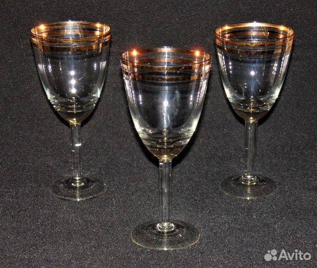 Фужеры богемское стекло с позолотой Чехословакия