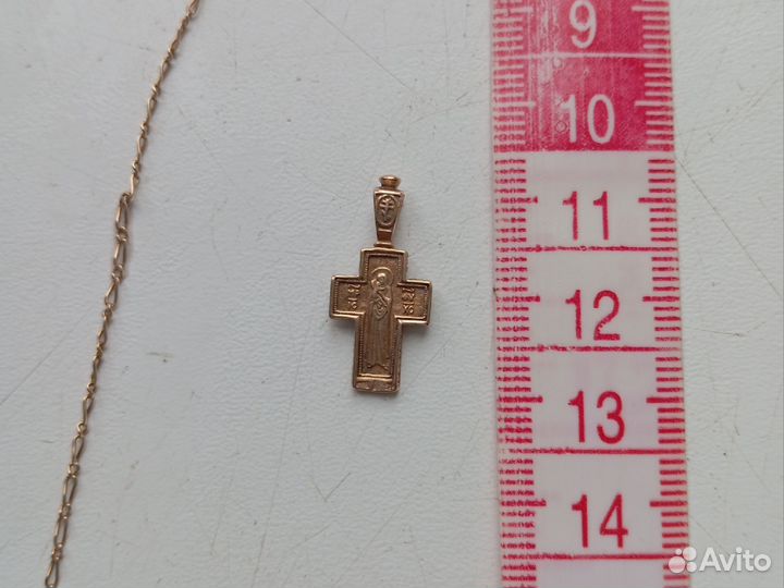 Золотой крестик женский и цепочка