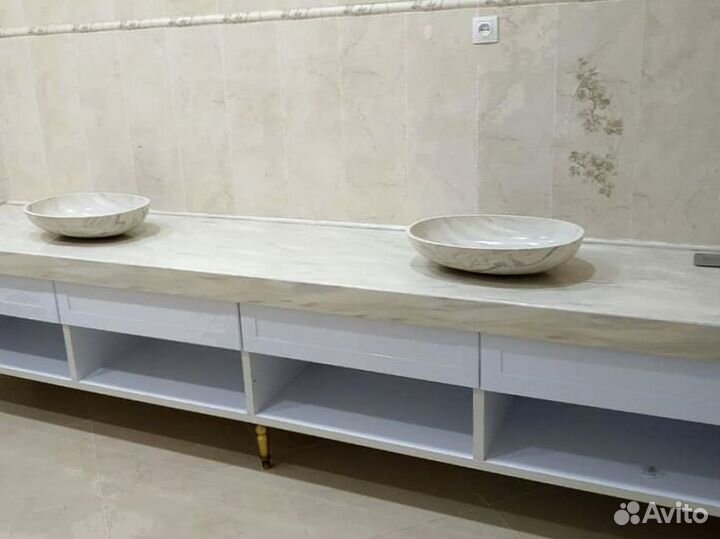 Столешница для ванной из искуственного камня