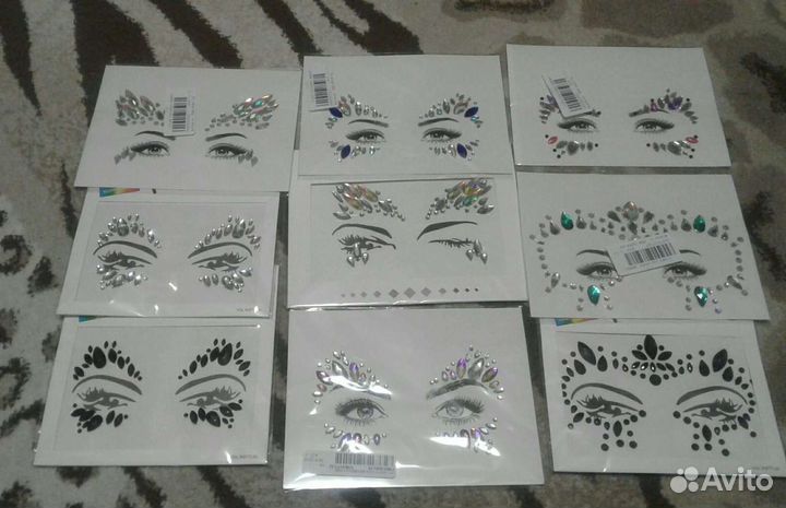 Стразы на лицо и тело макияж