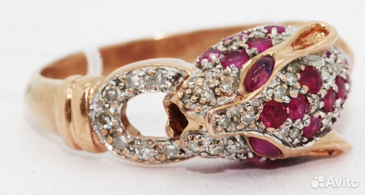 Кольцо с рубинами и бриллиантами золото