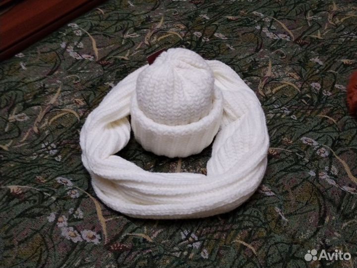 Шапка и снуд для девушки женщины п/ш зима толстая