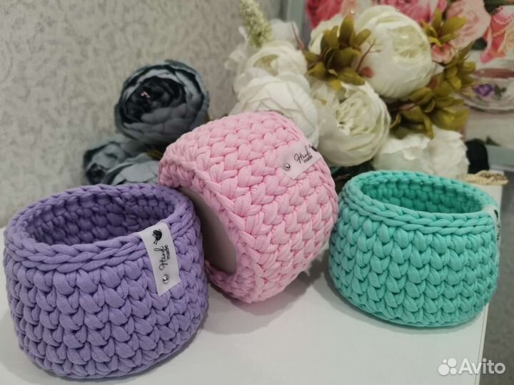 Вязанные корзинки ручная работа