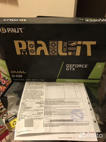 Видеокарта Palit GTX 1660 TI 6 gb + коробка + доку