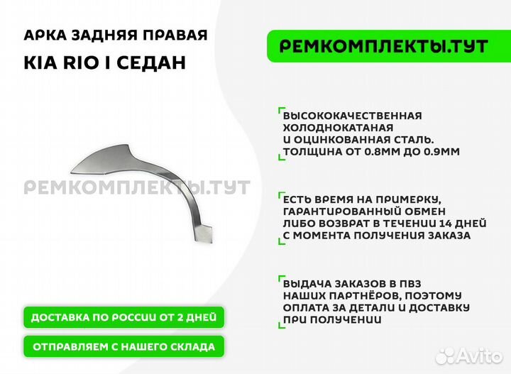 Арка задняя правая Kia Rio 1 седан