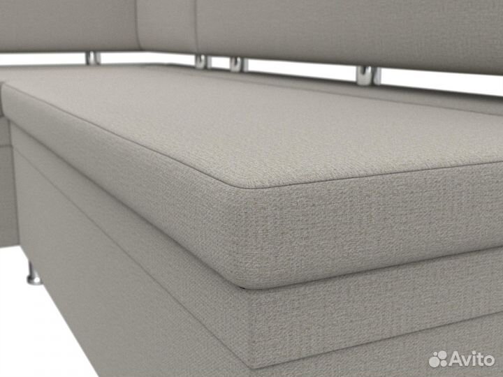 Диван кухонный угловой Стайл левый угол, рогожка, амур бежевый