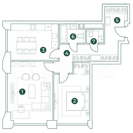 2-к. квартира, 75,2 м², 28/31 эт.