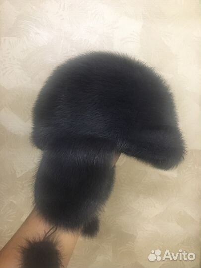 Норковая шапка (серо-голубая)