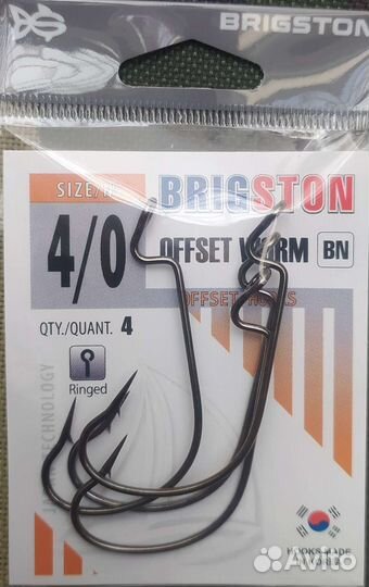 Офсетные крючки Brigston Offset Worm Корея
