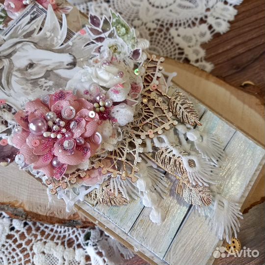 Открытка свадебная ручной работы, с карманом