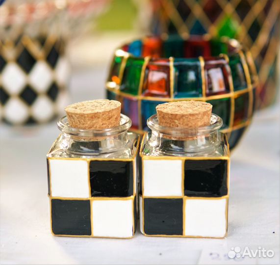 Стеклянные баночки для специй с пробковой крышкой