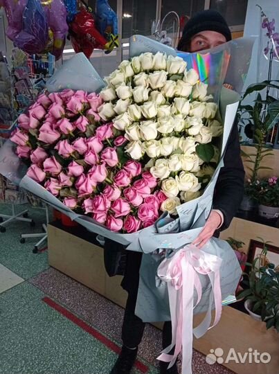 Огромные букеты из 101, 201, 301,55,75 55 Розы