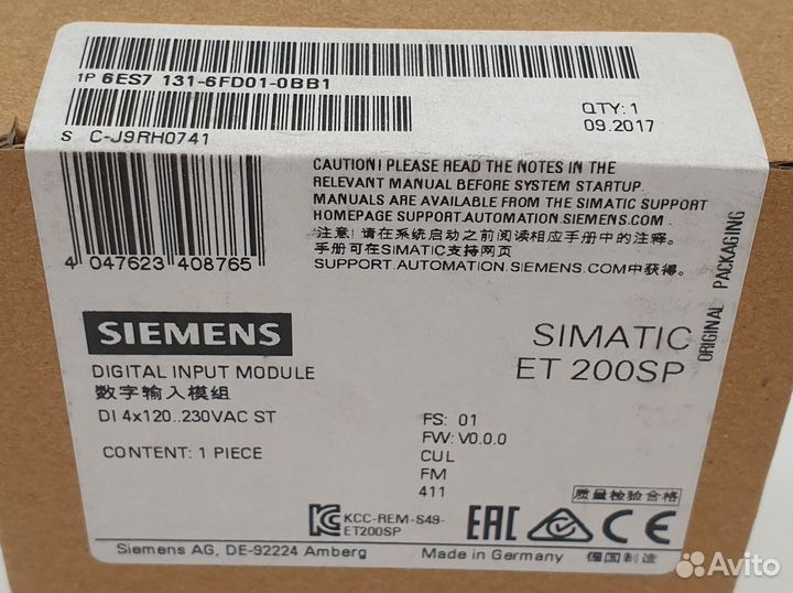 6ES7131-6FD01-0BB1 Мод. дискретного ввода ET200SP