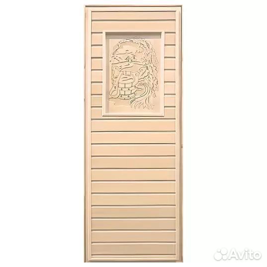 Дверь для бани липа с рисунком (коробка хвоя) 1900