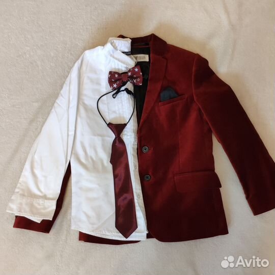 Пиджак бордовый велюровый hm 128 и 134