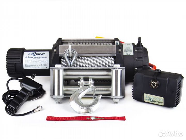 Лебедка для эвакуатора Стократ HD 15.5 WP24, 24В