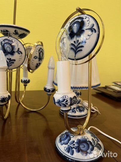 Люстры набор гжель. Ручная работа