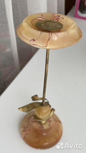 Подсвечник бронза и селенит