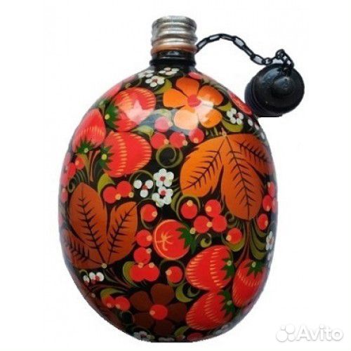Фляга армейская СССР сувенирная В росписи хохлома