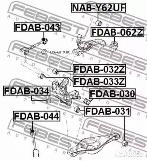 Febest fdab062Z Сайлентблок задний заднего верхнег