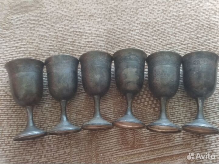 Сервиз коньячный посеребрение, старый