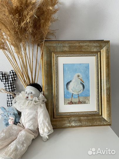 Картина маслом Чайка 15х10