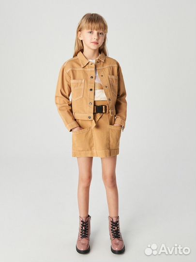 Джинсовая куртка юбка Костюм для девочки