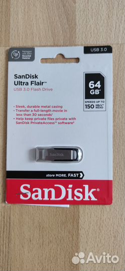 Флешка SanDisk Ultra Flair USB 3.0 128 гб