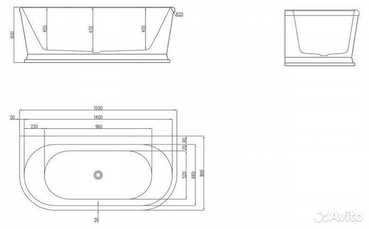 Ванна акриловая belbagno BB408