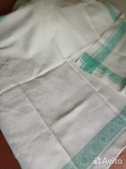 Новая льняная скатерть СССР 137х162 см