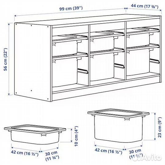 Икеа трофаст trofast Шкаф с контейнерами, 99х44х56