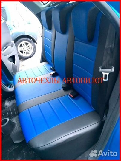 Чехлы Автопилот Renault Kaptur из экокожи чёр-син