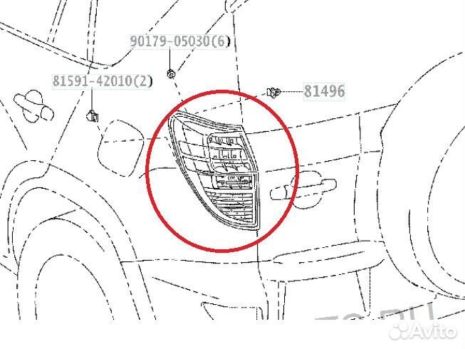Фонарь задний Toyota rav 4