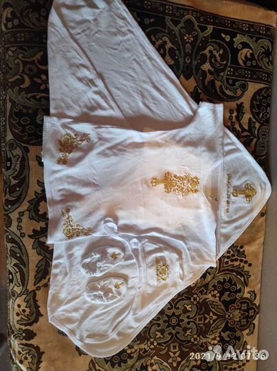 Крестильный набор 86р. Пинетки, шапочка, рубашка и