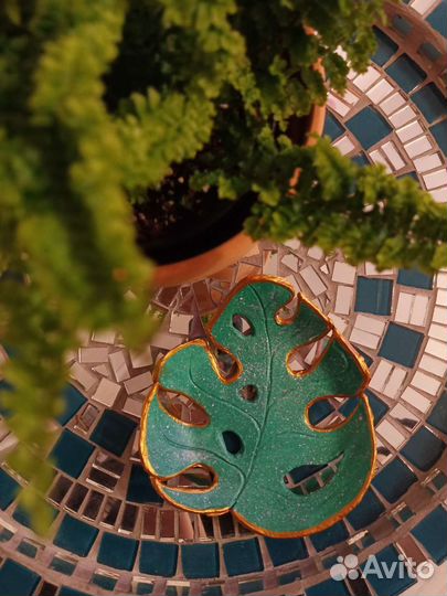 Тарелка монстера глина ручная работа