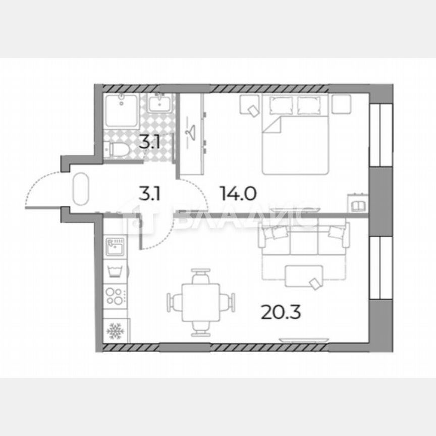 1-к. квартира, 40,5 м², 12/28 эт.