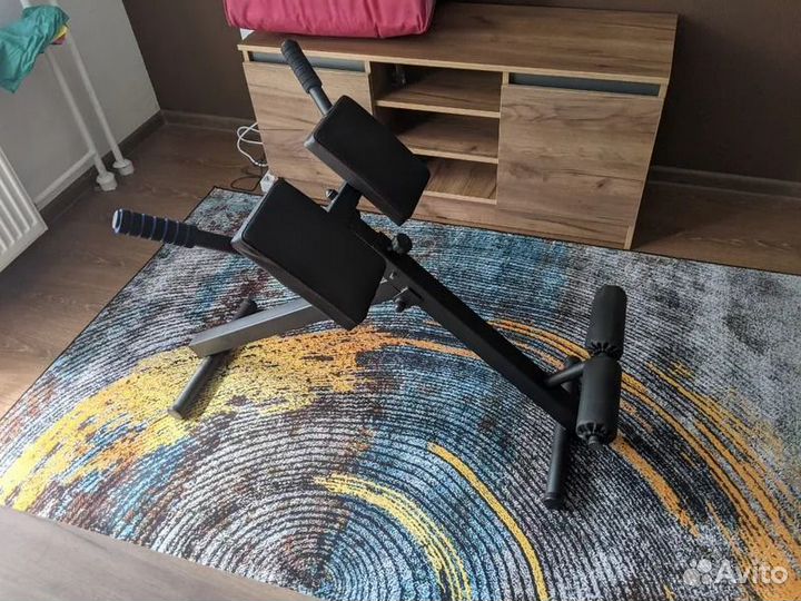 Тренажер скамья гиперэкстензия складная (черная)