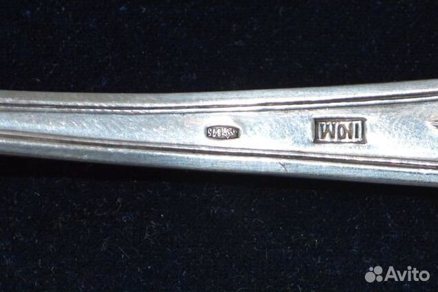 Столовая серебряная ложка. 875 пр. звезда вес 64.9