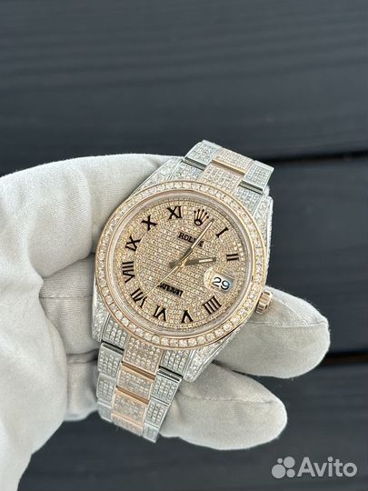 Rolex Datejust 41mm Steel & Rose Gold Custom Diamo
