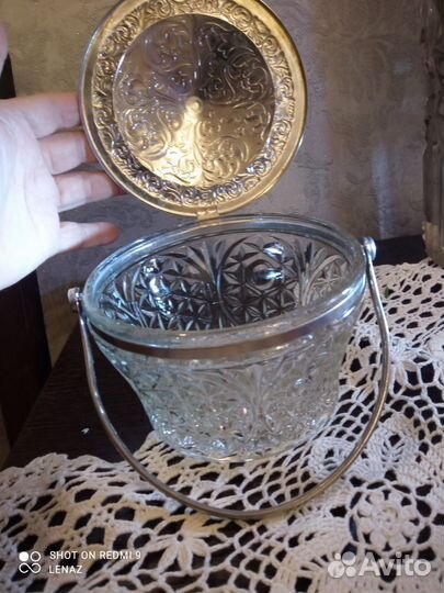 Хрустальная сахарница, варенница периода СССР