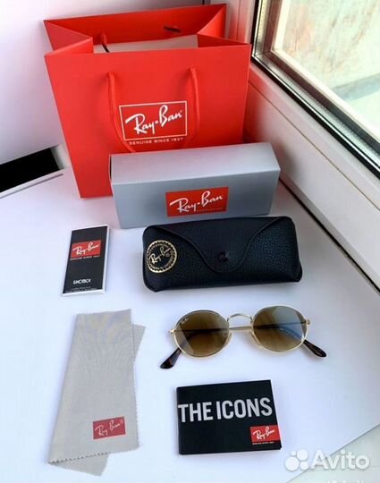 Очки ray ban oval коричневые