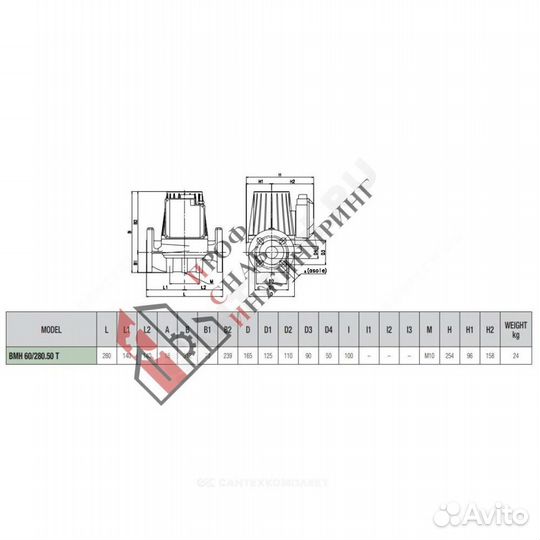 Насос BMH 60/280.50T PN10 3х230-400В/50Гц DAB 5059