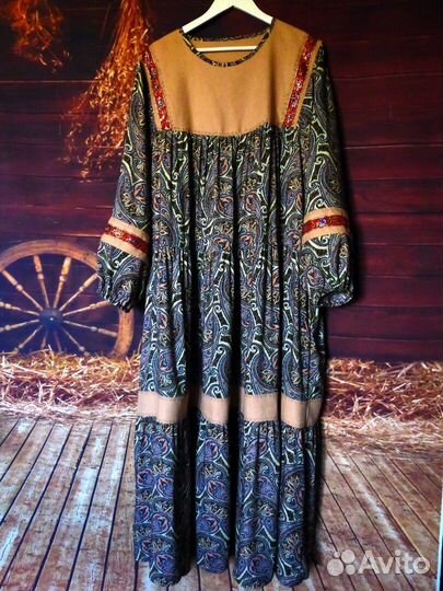 Платье ярусное длинное