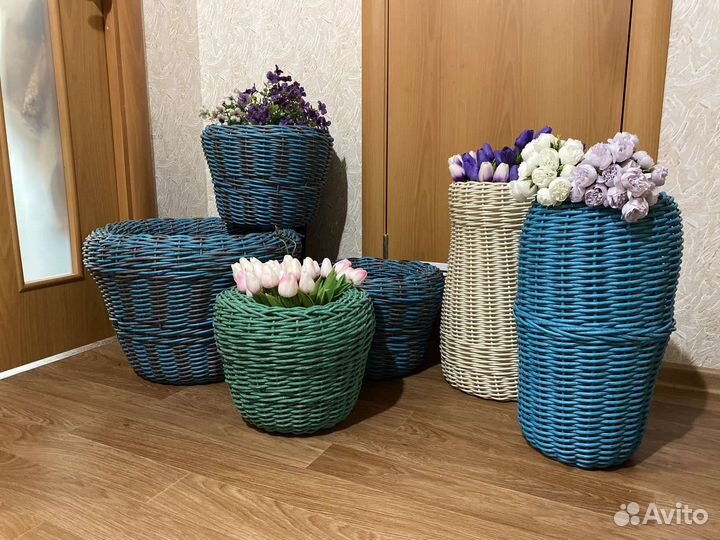 Вазоны, корзины из ротанга