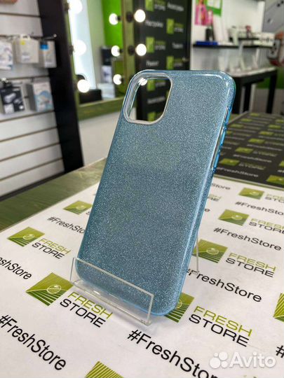 Чехол синий с блёстками для iPhone 11 Pro